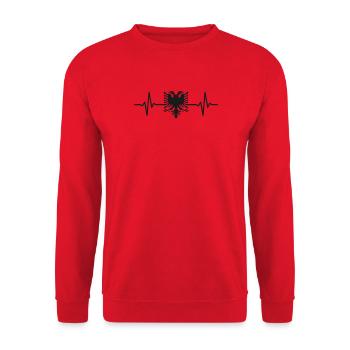 Albanien Herzschlag Albanischer Adler - Unisex Pullover - Rot - Vorne - Alina (178cm) & Michal (187cm)