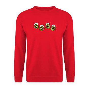 Bier Bierkrug Prost Comic - Unisex Pullover - Rot - Vorne - Alina (178cm) & Michal (187cm)