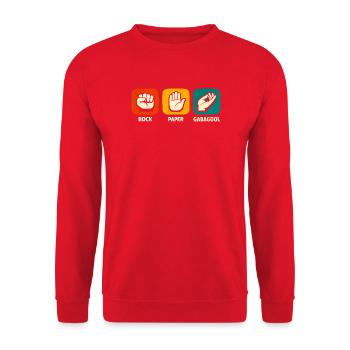 Rock Paper Gabagool Lustiges italienisches Essen G - Unisex Pullover - Rot - Vorne - Alina (178cm) & Michal (187cm)