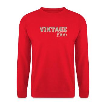 60 ans 1966 Vintage Retro Cadeau Anniversaire - Sweat-shirt Unisexe - rouge - Devant - Alina (178cm) & Michal (187cm)