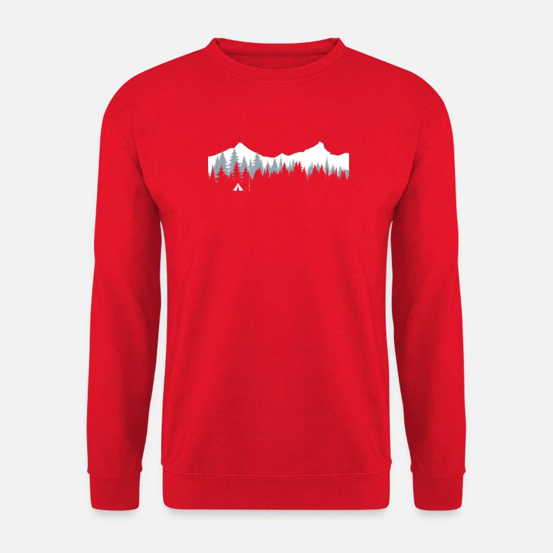 Ruhige Bergwaldszene - Unisex Pullover - Rot