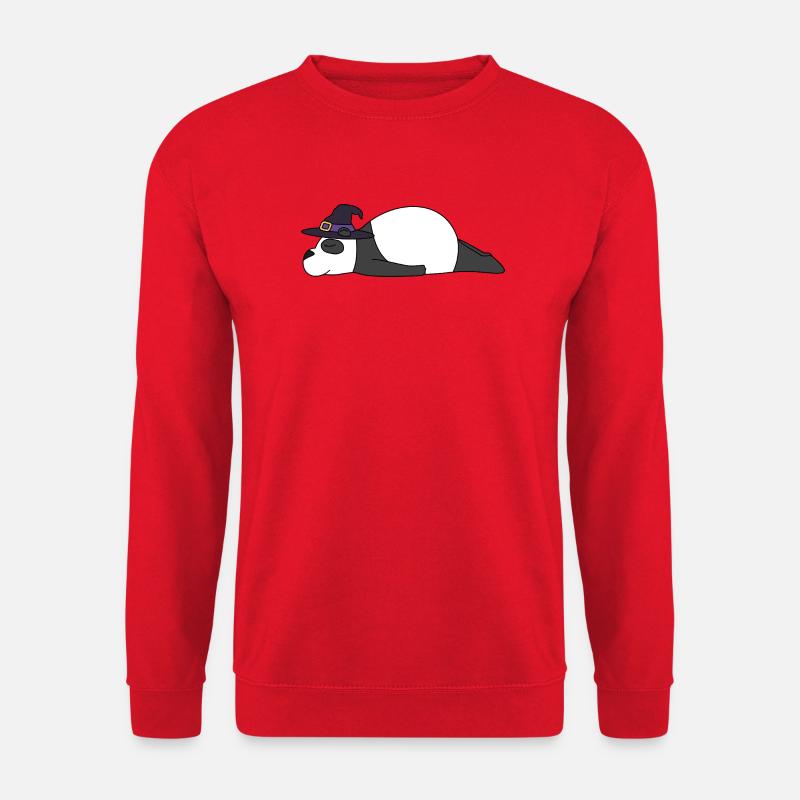 Sleepy Witch Panda Halloween-Vibes - Unisex Pullover - Rot