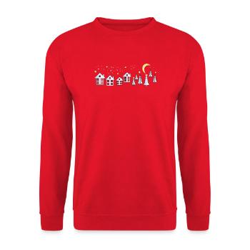 Village in the glow of lights for Advent - Unisex Sweatshirt - red - Front - Alina (178cm) & Michal (187cm)