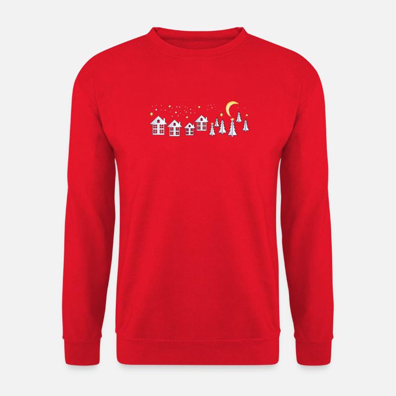 Dorf im Lichterglanz zum Advent - Unisex Pullover - Rot