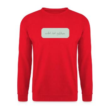 real is rare – minimalist typography - Unisex Sweatshirt - red - Front - Alina (178cm) & Michal (187cm)