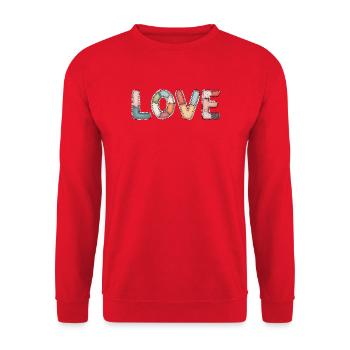 Love Patchwork Nähen Handarbeit Design - Unisex Pullover - Rot - Vorne - Alina (178cm) & Michal (187cm)