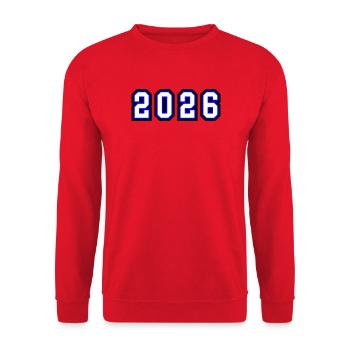 2026 Jahr - Unisex Pullover - Rot - Vorne - Alina (178cm) & Michal (187cm)