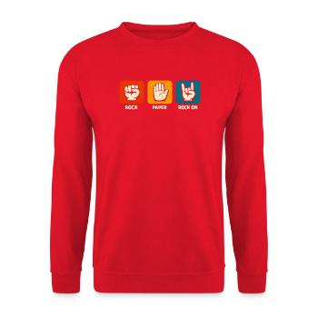 Rock Paper Rock On Metal Music Band Musicians - Unisex Sweatshirt - red - Front - Alina (178cm) & Michal (187cm)
