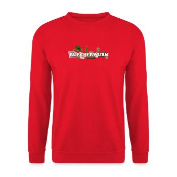 BÜECHERWURM - Unisex Pullover - Rot - Vorne - Alina (178cm) & Michal (187cm)