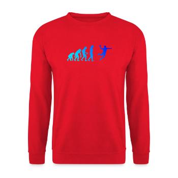 Geschenkidee für den Kreisläufer mit Handballspiel - Unisex Pullover - Rot - Vorne - Alina (178cm) & Michal (187cm)