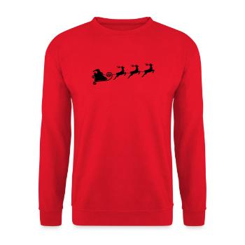 Rentierschlittenfahrt - Unisex Pullover - Rot - Vorne - Alina (178cm) & Michal (187cm)