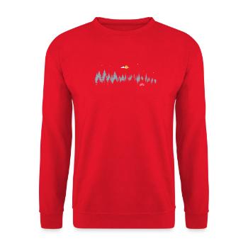 Moonlit Forest Bicycle Scene - Unisex Sweatshirt - red - Front - Alina (178cm) & Michal (187cm)