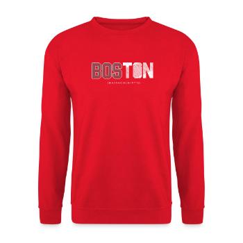 Boston Skyline Silhouette-Design - Unisex Pullover - Rot - Vorne - Alina (178cm) & Michal (187cm)