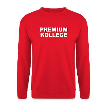 Premium Kollege - Lustiger Spruch - Unisex Pullover - Rot - Vorne - Alina (178cm) & Michal (187cm)