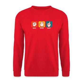 Stein Papier Ziege Nummer 1 Ziege - Unisex Pullover - Rot - Vorne - Alina (178cm) & Michal (187cm)