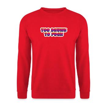 Punkrock-Zitat: Zu betrunken, um zu - Unisex Pullover - Rot - Vorne - Alina (178cm) & Michal (187cm)