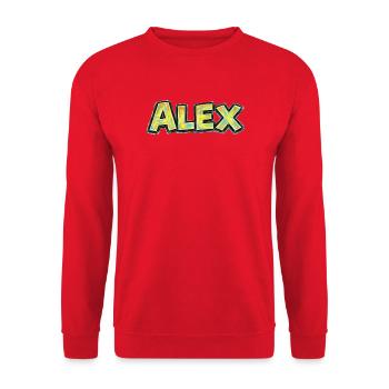 Alex – Handgezeichnete Typografie - Unisex Pullover - Rot - Vorne - Alina (178cm) & Michal (187cm)