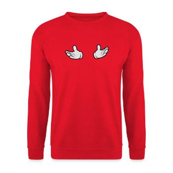 Comic Hände - offen - Unisex Pullover - Rot - Vorne - Alina (178cm) & Michal (187cm)