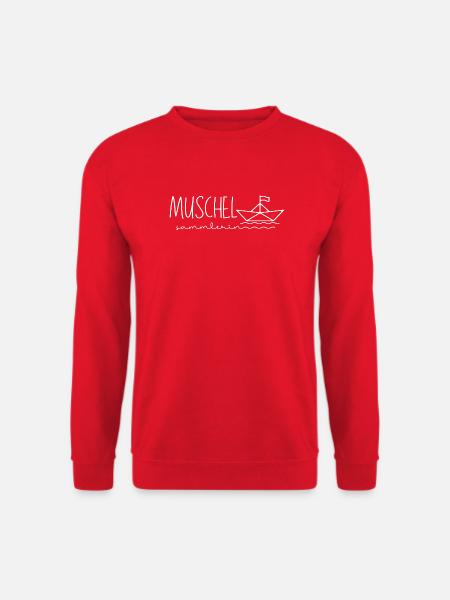 MUSCHEL Boot Herz Wellen Muschelsammlerin - Unisex Pullover - Rot
