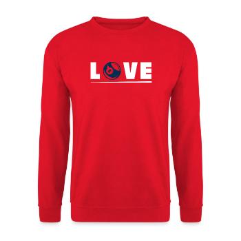 I Love Billiards Pool Player 8 Ball Design - Unisex Pullover - Rot - Vorne - Alina (178cm) & Michal (187cm)