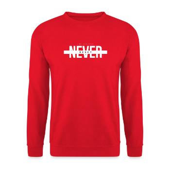 Die Klassiker setzen sich nie zurück | Spielbekleidung - Unisex Pullover - Rot - Vorne - Alina (178cm) & Michal (187cm)
