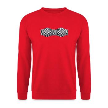 Gefaltete karierte Muster - Unisex Pullover - Rot - Vorne - Alina (178cm) & Michal (187cm)