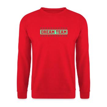 DREAM TEAM Retro Neon Typography - Unisex Pullover - Rot - Vorne - Alina (178cm) & Michal (187cm)