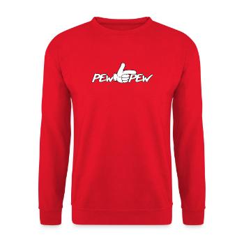 PewPew Handheld Laser Retro Graphic - Unisex Sweatshirt - red - Front - Alina (178cm) & Michal (187cm)