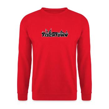 FISCHTOWN II - Bremerhaven Skyline Hafenstil - Unisex Pullover - Rot - Vorne - Alina (178cm) & Michal (187cm)
