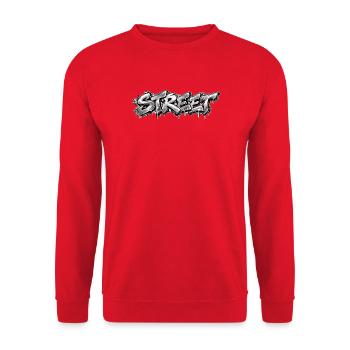 STREET Chrome Graffiti: Silver Street Art Classic - Unisex Pullover - Rot - Vorne - Alina (178cm) & Michal (187cm)