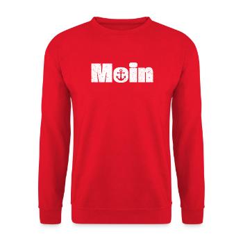 Moin mit Anker Design - Unisex Pullover - Rot - Vorne - Alina (178cm) & Michal (187cm)