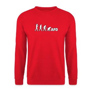 Evolution zum Schriftzug - Unisex Pullover - Rot - Vorne - Alina (178cm) & Michal (187cm)