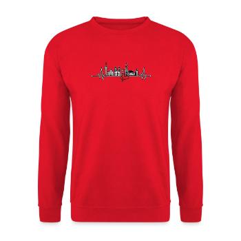 Stadtherz Skyline Verbindung - Unisex Pullover - Rot - Vorne - Alina (178cm) & Michal (187cm)