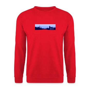 Zürich City - Skyline - Stadt - Design - Züri Love - Unisex Pullover - Rot - Vorne - Alina (178cm) & Michal (187cm)
