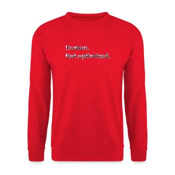 Human. Not optimized. - Unisex Sweatshirt - red - Front - Alina (178cm) & Michal (187cm)