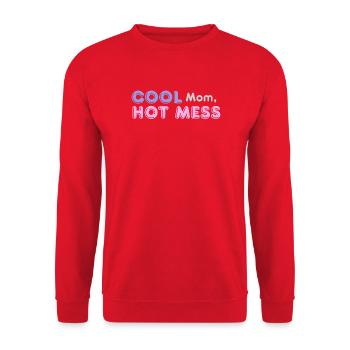 Cool Mom Hot Mess Funny Mom Design - Unisex Sweatshirt - red - Front - Alina (178cm) & Michal (187cm)