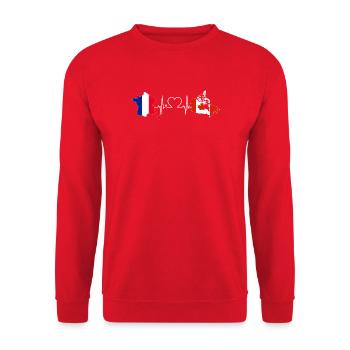 Heartbeat France Kanada - Unisex Pullover - Rot - Vorne - Alina (178cm) & Michal (187cm)