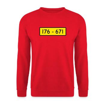 Retro Kostüm Panzerknacker 176 -671 Karneval JGA - Unisex Pullover - Rot - Vorne - Alina (178cm) & Michal (187cm)
