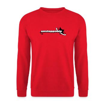 Design Graphique "Unstoppable" - Sweat-shirt Unisexe - rouge - Devant - Alina (178cm) & Michal (187cm)
