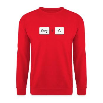 Tastenkombiination Kopieren Strg + C - Unisex Pullover - Rot - Vorne - Alina (178cm) & Michal (187cm)