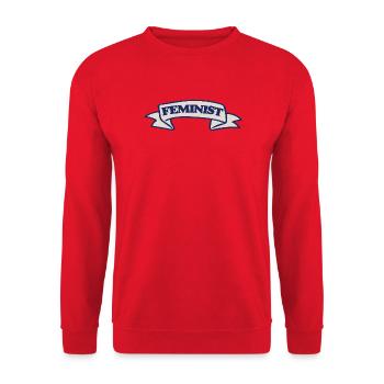Feminist Crest Ribbon Design - Unisex Sweatshirt - red - Front - Alina (178cm) & Michal (187cm)