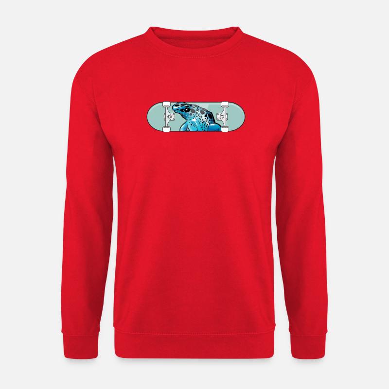Blue Frog auf Skateboard - Unisex Pullover - Rot