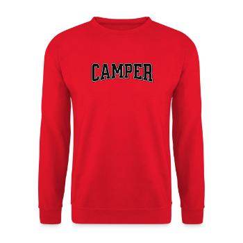 Camper Schriftzug mit Kontrastkontur - Unisex Pullover - Rot - Vorne - Alina (178cm) & Michal (187cm)