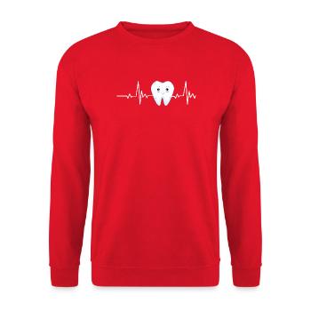 Smiling tooth with pulse line - Unisex Sweatshirt - red - Front - Alina (178cm) & Michal (187cm)