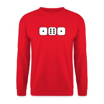 161 "Würfel" - Unisex Pullover - Rot - Vorne - Alina (178cm) & Michal (187cm)