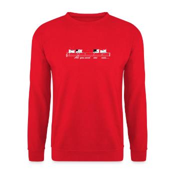 Singing cats with melody for dark clothing. - Unisex Sweatshirt - red - Front - Alina (178cm) & Michal (187cm)
