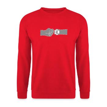 Hund Mensch Ghetto Fist - Unisex Pullover - Rot - Vorne - Alina (178cm) & Michal (187cm)