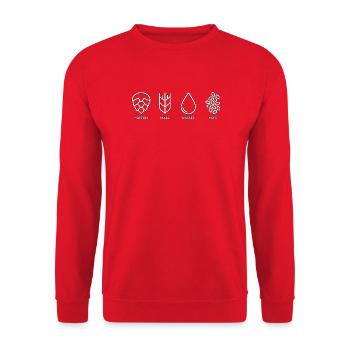 Hopfen, Malz, Wasser, Hefe - Unisex Pullover - Rot - Vorne - Alina (178cm) & Michal (187cm)