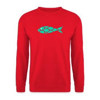 sardine. fish. April fool. sea. ocean - Unisex Sweatshirt - red - Front - Alina (178cm) & Michal (187cm)