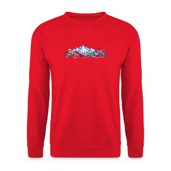 Alpine winter village with gondolas - Unisex Sweatshirt - red - Front - Alina (178cm) & Michal (187cm)